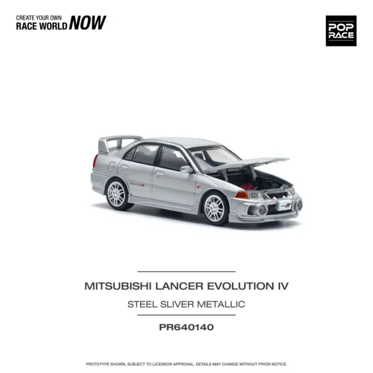 Pop Race 164 Mitsubishi Lancer Evo IV Steel Silver Metallic (PR640140)